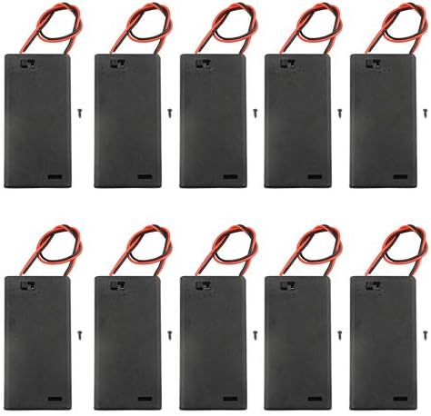 WMYCONGCONG 10 PCS AA Battery Holder with Switch, 2x 1.5V AA Battery Holder Case Storage Box with Wire Leads and ON/OFF Switch