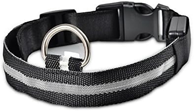 ASX Design New Super Bright Nylon LED Dog Night Safety Collar Flashing Light up (White LED, L)