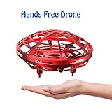 DaycMy Mini UFO Drone Toys for Kids Hand-Controlled UFO Flying Ball Drone with Led Light for Kids, Boys and Girls Toys(Red)