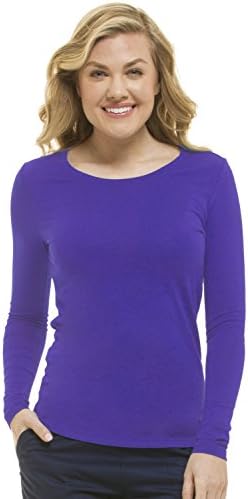 Healing Hands Scrubs "Melissa" 5047 Knit Long Sleeve Underscrub Tee Shirt- Purple Diva- L