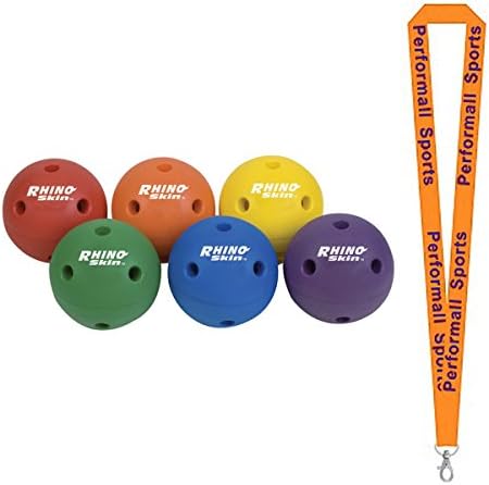 Champion Sports Bundle: (Set of 6) Rhino Skin 6" Playground Ball Set Assorted with 1 Performall Lanyard RSH5SET-1P
