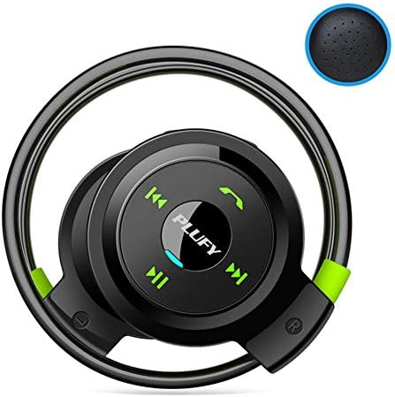PLUFY Bluetooth Earphone Wireless Sports Sweatproof Headphones Ear Hook Radio MP3 Music Card Inserted Headset For Android Mobile Phone iPhone L7P-Green