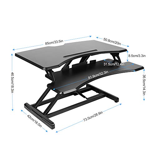 Kranich Electric Standing Desk Converter Height Adjustable Tabletop Desk Dual Monitor Desktop Riser
