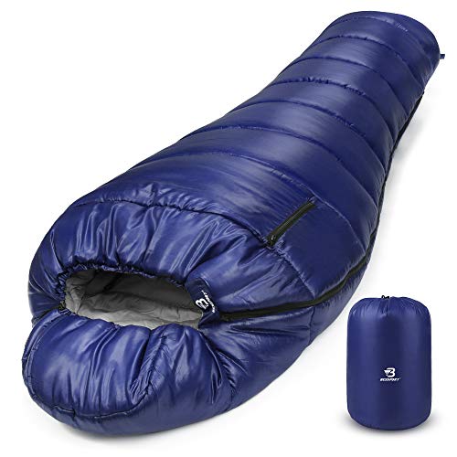Schlafsack Bessport Winter Outdoor, 10 °C - 7 °C Mumieschlafsack für 3-4 Jahreszeiten, 406g/㎡ Winterschlafsack, Kleines Packmaß & Ultraleicht Schlafsack, Campin