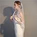 RULTA 1 Tier Lace Appliques Bridal Veil Crystal Beaded Tulle Wedding Veils with Comb (Ivory)