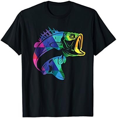 Mens Fishing Tshirt for Bass Fisherman Fishing Gifts for Him Small Black