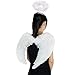 Jackcell Angel Wings and Halo Headband For Kids Costumes, Feather Dress up Fancy Cosplay Party For Girls Women Adults (White, Large 23.6
