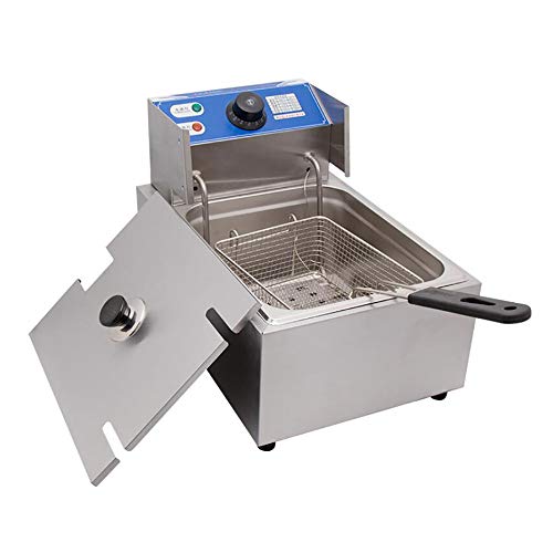 Click Here to See More Images Enshey Electric Deep Fryer 2500W Commercial Electric Fry 5.5L Stainless Electric Basket Fry for Restaurant Fast Food Stands Snack Bars