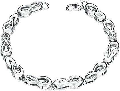 Women Cubic Zirconia Water Drop Bracelet Platinum Plated Bangle Body Chain Jewelry Wristband