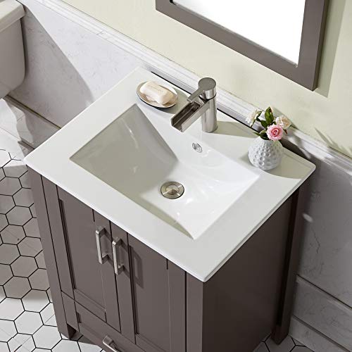 Small Bathroom Vanity with Sink, 24 Inch 2 Doors Grey Bathroom