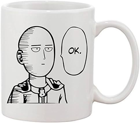 ZMvise One Punch Man Ok Fashion Quotes White Ceramic Mug Cup Perfect Christmas Halloween Gfit