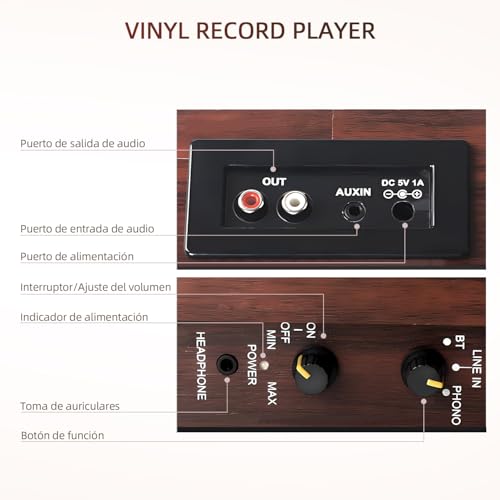 Vitrola Toca Disco Vinil Automático com Transmissão Correia Tocador Vintage Audiotecnica Velocidades 33/45 RPM Vitrola Retro Bluetooth Alto-Falante Estéreo Audio Technica Reprodução Vinil 3 Velocidad