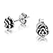 925 Oxidized Sterling Silver Tiny Rose Flower 6 mm Post Stud Earrings