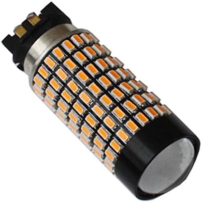 BYOPTO 2 Pcs (Yellow/Amber/Orange PW24W PWY24W) 1400 Lumens Extremely Bright 158-SMD LED Chipsets Bulb with Projector lens Light DC12V DC24V