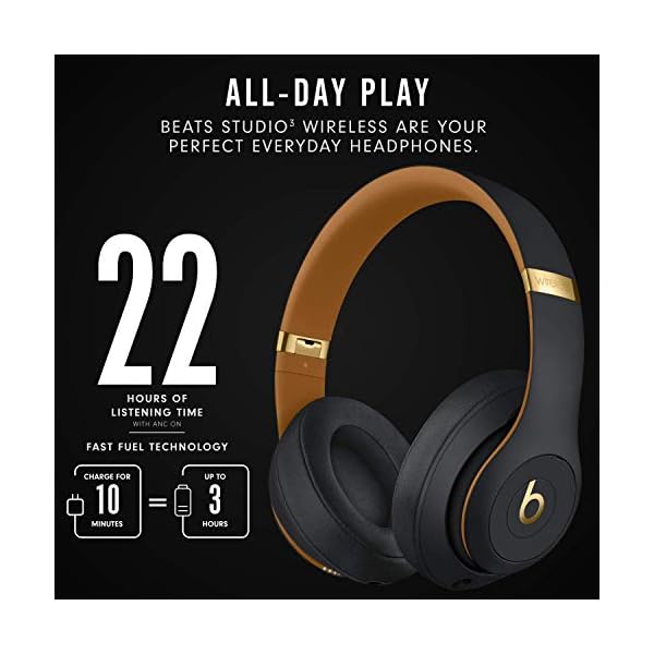 Beats-Studio3-Wireless-Noise-Cancelling-Over-Ear-Headphones-Apple-W1-Headphone-Chip-Class-1-Bluetooth-Active-Noise-Cancelling-22-Hours-Of-Listening-Time-Built-in-Microphone-Midnight-Black Beats Studio3 Wireless Noise Cancelling Over-Ear Headphones - Apple W1 Headphone Chip, Class 1 Bluetooth, Active Noise…