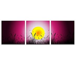 3 Panel Canvas Wall Art Beautiful Moonlit Night Pictures Home Wall Decorations for Bedroom Living Room Paintings Canvas Prints Framed - 12"x12"x3 Panels