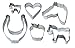 R&M International Equestrian Cookie Cutters, Horseshoe, Heart, Apple, 3 Horses, 6-Piece Set