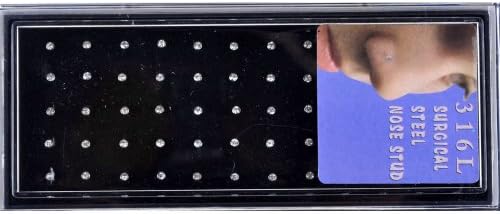 YanTuj Women's 18G 60pcs Stainless Steel Nose Studs Rings Pins Bar Piercing