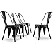 BELLEZE Metal Dining Chairs Set of 4, Stackable Metal Chairs Industrial Vintage Farmhouse Chairs with Detachable Backrest, Weather Resistant Tolix Chair for Indoor Outdoor - Alexander (Black)