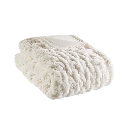 Madison-Park-Ruched-Fur-Luxury-Throw-Ivory-5060-Premium-Soft-Cozy-Brushed-Long-Fur-For-Bed-Coach-or-Sofa
