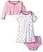 Gerber Baby Girls' 3-Piece Cardigan, Dress and Diaper Cover Set, Tiny Watermelon, 12 Months