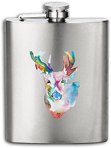 JNJ Team Color Painted Deer Portable 304 Stainless Steel Hip Flask Leak Proof Liquor Pocket Flagon 6OZ Bottle Alcohol