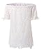 StyleDome Women Strapless Lace Off Shoulder Elegant Tie Short Sleeve Crochet Blouse Sexy Tee Tops Off White US 22W