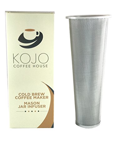 Cold Brew Coffee Maker By Kojo Coffee House - Mason Jar Infuser For Hot And Cold Beverages, Iced Tea, Flavor Infused Water, Easy To Use, Dishwasher Safe, Chemical Free