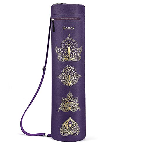 Gonex Yoga Mat Bag, Yoga Mat Carrier Full-Zip Exercise Carry Bag for Women with 2 Multi-Functional Cargo Pockets Extra Wide Adjustable Shoulder Strap, Paisley Purple