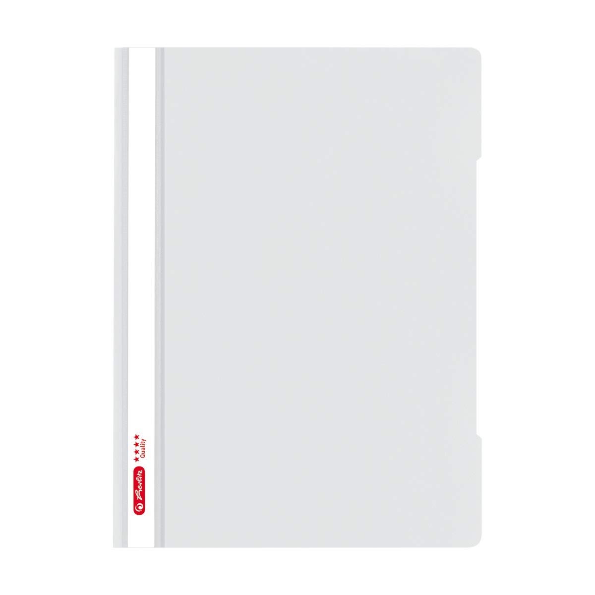A4 Quality File Folder Polypropylene with Transparent Transparent Front Cover Grey Pack of 10