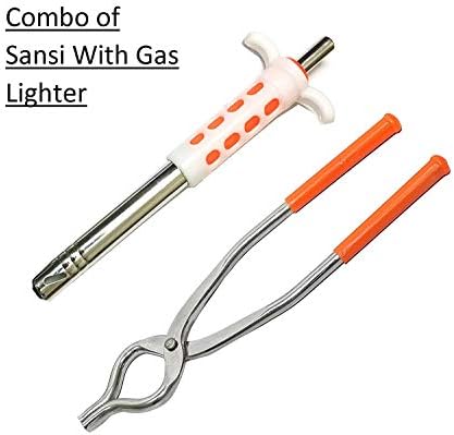 Combo of Kitchen Stainless Steel sansi/pakkad and Gas Lighter