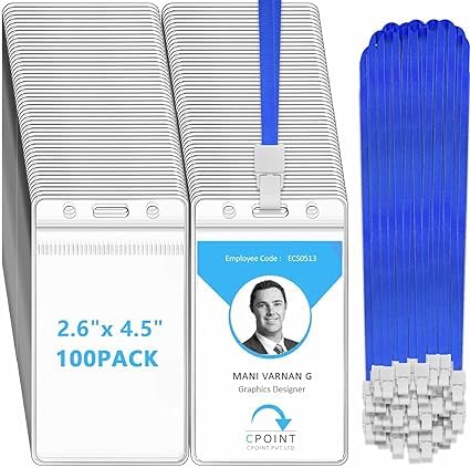 xinfedi Lanyard with Card Holder, 100PCS Lanyards for Neck with Vertical Card Holder, Clear Waterproof Badge Holder with Lanyard for Office Business School โ image 1