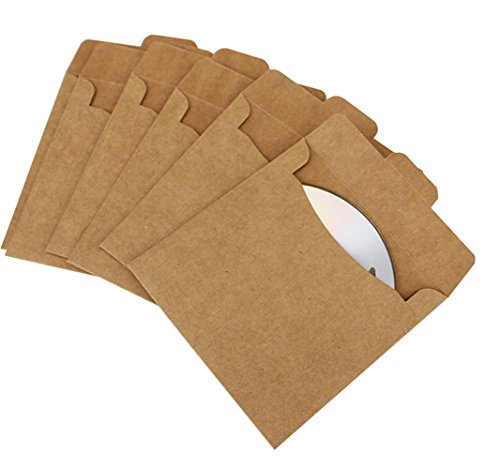Buthneil 50 Packs Kraft Paper CD Sleeves DVD Envelopes 5" x 5" - Thumbnail 2
