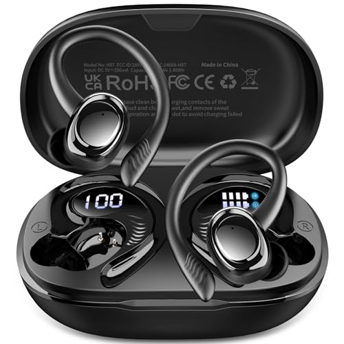 Wireless Earbuds, 2025 Bluetooth 5.4 Headphones Sport, Deep Bass Stereo in Ear Headphone, 4 ENC Noise Cancelling Mic Earphones, 50Hrs USB-C IP7 Waterproof Android iOS Ear Buds for Running Gym Workout