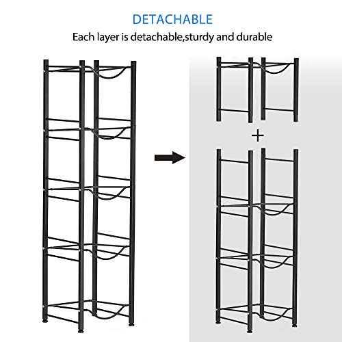 Nandae Water Cooler Jug Rack, 5-Tier Heavy Duty Water Bottle Holder Storage Rack for 5 Gallon Water Dispenser, Save Space (Black)