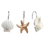 AGPtek® 12 PCS Fashion Decorative Home Bathroom Seashell Shower Curtain Hooks (Seashell: Light Brown; Starfish: Tan; Conch: Light Brown) ()