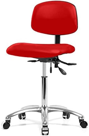 Top Medical Multi-task Chair with Chrome Base 19" - 24" - American Beauty Vinyl - Chrome Casters