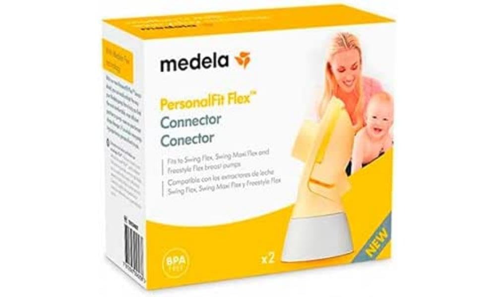 Medela PersonalFit Flex Connector, Medela Breast Pump Funnel Connector, White, Yellow, Grey