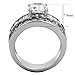 FlameReflection Stainless Steel White Round Cut Cubic Zirconia Wide Engagement Ring Women Size 5-10 SPJ