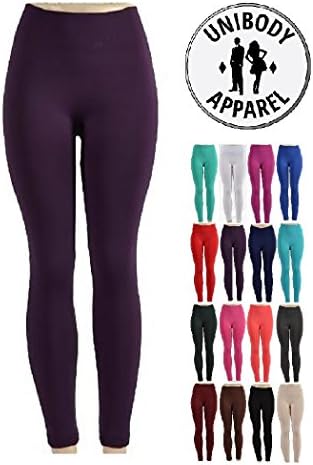 Unibody Apparel Soft Fleece Lined Leggings (Plus Sizes Available), Plum One Size