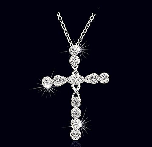 Tracy2811Store Cross Necklace - Cross Necklace for Women - Jesus Christ Cross Necklace Religion Silver Crystal CZ Stone