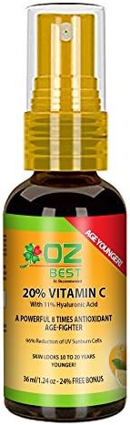 20% Vitamin C Serum Dr Recommended Oz Best & 11% Vegan Hyaluronic Acid Serum (1.24 OZ!) #1 Anti-Aging Skin Care Product for Face + Vitamin E + Jojoba ... Reduces Wrinkles, Fine Lines, Age Spots & Discolorations! Have Youthful, Radiant, Vibrant Skin For GOOD! PLUS an extra 24% Serum Bonus!