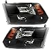 Partsam Replacement for Dodge Ram 1500 2500 3500 Headlight Headlamps Assembly 09 10 11 12 13 14 15 16 17 18 Pickup Quad Black Housing Amber Reflector Daytime Running Lamps (Passenger and Driver Side)