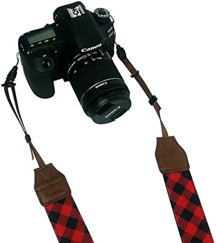 DSLR Camera Shoulder Neck Strap by Morxy - Modern Belt For All Camera Nikon/Canon/Sony/Olympus/Fujifilm/Pentax - Perfect Gift For Women (Red Buffalo Plaid)