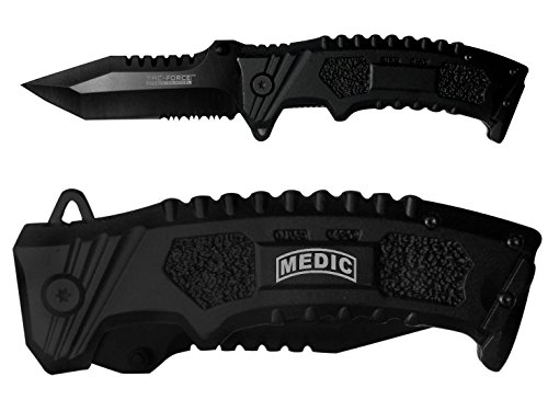 Engraved TAC-Force TF-794T Black Tanto Point Assisted Opening Folding Tactical Knife by NDZ Banner Medic