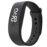 POTO 2017 New Waterproof Unisex Rubber LED Watch Date Sports Bracelet Digital Wrist Watch Gift (Black)