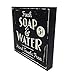 Efast Vintage Bathroom, Fresh Soap & Water Decorative Wood Box, Large, 10x10 Inch, Black Sign