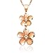 14k Rose Gold Plated Sterling Silver Two Plumeria CZ Necklace with 18