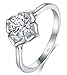 BORUO 925 Sterling Silver Ring, Cubic Zirconia CZ Diamond Eternity Engagement Wedding Band Ring Size 4-12