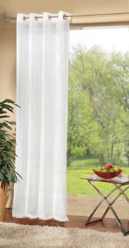 Gardinenbox Voile Eyelet Curtain Transparent Plain Lead Tape 100% Polyester White H 225 x W 140 cm โ image 1